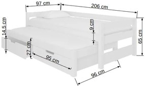 Detská posteľ s prístelkou Filis 90x200 cm - biela