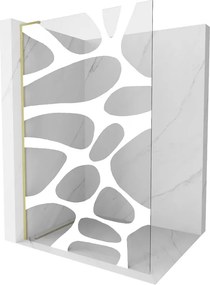 Mexen Kioto L, sprchová zástena Walk-In 80 x 200 cm, 8mm číre sklo biely vzor, zlatý matný profil, 800-080-103-55-97