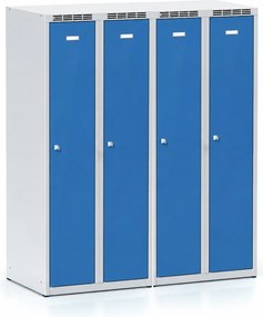 Kovová šatníková skrinka S7, 2-dverová, 1500 x 600 x 500 mm, demont, otočný zámok, modré dvere