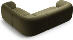 Zelená zamatová rohová pohovka (pravý roh/do L) Kate – Micadoni