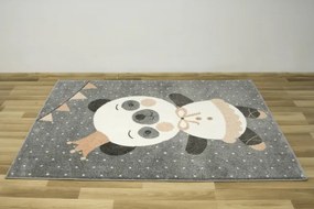 Detský koberec Lima C883A Panda sivý / krémový / ružový