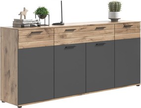 Široká komoda so zásuvkou Mason, dub/šedá