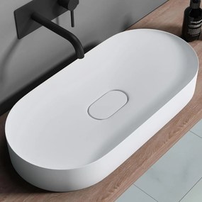 Rea iris, umývadlo na dosku z konglomerátu 700x355x105 mm, biela matná, REA-U4305