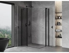 Mexen, Mexen Mist Duo výklopný sprchový kút 100 x 90 cm, priehľadný, čierny - 8A4-100-090-70-00