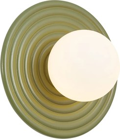 Retro nástenná lampa zelená s opálovým okrúhlym 20cm IP44 - Lila