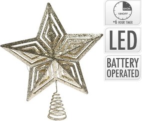 LED špic na stromček Zlatá deco hviezda 28 cm