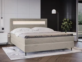 Kontinentálna posteľ s osvetlením Eurybia, Dostupné poťahy: Ekokoža Soft 017 (biela), Rozmer postele: 160x200
