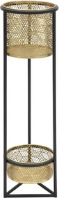 Dvojúrovňový kvetinový stojan Doppio čierno-zlatý