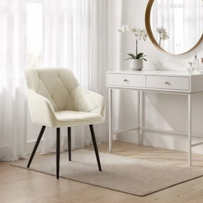 Sada dvoch jedálenských stoličiek DIAMANT zamatové, krémové / čierne nohy (2 ks)