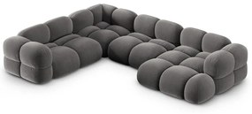 Sivá zamatová rohová pohovka (ľavý roh/do tvaru "U") Loretto – Cosmopolitan Design