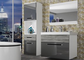 Kúpeľňový nábytok Belini šedý lesk / šedý antracit Glamour Wood + umývadlo + zrkadlo  ROD PM 3/0/W/SGW/0/ZW