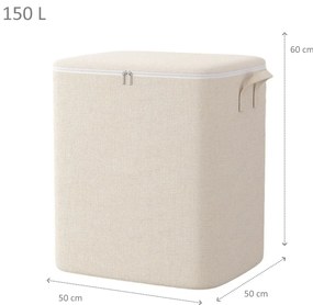 eCarla Úložný box – úložný organizér na zips POKER, 150L, 50x50x60cm, béžový
