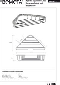 Bemeta Design CYTRO: Polička, do sprchy, rohová - 104308175