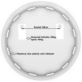 LED zrkadlo okrúhle Romantico ⌀80cm neutrálna biela - diaľkový ovládač Farba diaľkového ovládača: Biela