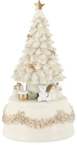 Višňovo-zelená antik hracia skrinka stromček Noël - Ø 10*18,5 cm