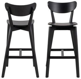 Čierne barové stoličky z kaučukového dreva v súprave 2 ks 105 cm Roxby – Actona