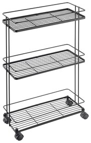 Matne čierny oceľový pojazdný regál 38x62x16 cm Lava – Metaltex