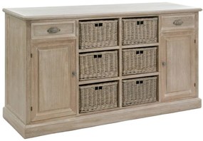 Drevená komoda s dvierkami a prútenými košíkmi Jerome - 158 * 40 * 85 cm