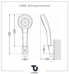 TUANA - Ručná sprcha kruhová - 1 funkcia - chróm