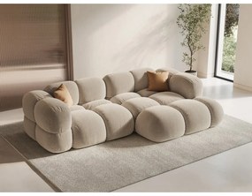 Béžová zamatová rohová pohovka (pravý roh/s leňoškou) Loretto – Cosmopolitan Design