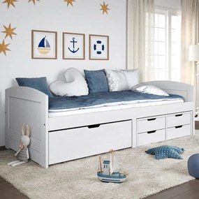 Denná posteľ s 5 zásuvkami IRUN biela 90x200cm masívna borovica 3185212