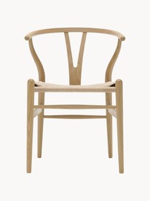 Drevená stolička's ručne tkanou sedacou plochou CH24 Wishbone Chair