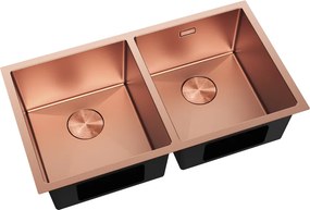 Mexen Binox, 2-komorový nerezový drez 800 x 450 mm, brúsená meď, 6421802000-65