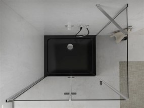 Mexen Lima, sprchový kút so skladacími dverami 100 (dvere) x 80 (stena) cm, 6mm číre sklo, chrómový profil + slim sprchová vanička čierna + chrómový sifón, 856-100-080-01-00-4070