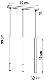 Závesné svietidlo Mozaica, 3x čierne kovové tienidlo, ch