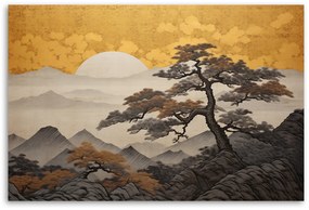 Gario Obraz na plátne Japonská krajina so zlatou oblohou Rozmery: 100 x 70 cm