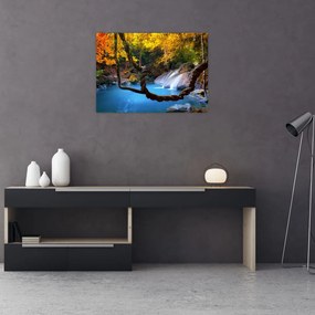 Sklenený obraz - Vodopády v Ázii (70x50 cm)