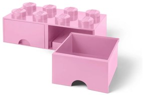 Svetloružový úložný box s dvoma zásuvkami LEGO®