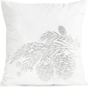 VIANOČNÁ DEKORAČNÁ OBLIEČKA NA VANKÚŠ PINECONE 45X45 CM BIELA