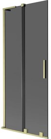 Mexen Velar L, 2-krídlová posuvná vaňová zástena 80 x 150 cm, 8mm šedé sklo, zlatá matná, 896-080-003-41-55