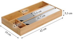 Drevený organizér na fólie s rezačkou Quatro, 42x19x5,5 cm
