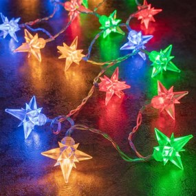 Vianočné LED osvetlenie - farebné hviezdy, 40 LED