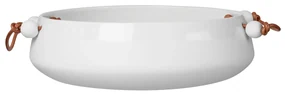 Biela porcelánová misa s koženou rukoväťou