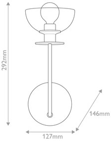 Alora Mood ALM-SYLVIA-1WB-BK-CL - Nástenná lampa SYLVIA 1xE14/40W/230V čierna