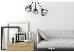 Stropné svietidlo Crystal Trio, 3x čierne krištáľové tienidlo
