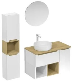 Kúpeľňová zostava s umývadlom vrátane umývadlovej batérie, vtoku a sifónu Naturel Stilla biela lesk KSETSTILLA013, 1 ks