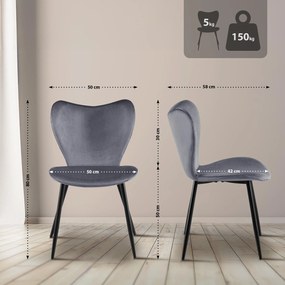 Jedálenská stolička Maika zamat - tmavosivá