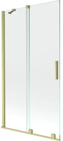 Mexen Velar, 2-krídlová posuvná vaňová zástena 100 x 150 cm, 8mm číre sklo, zlatý matný profil, 896-100-000-01-55