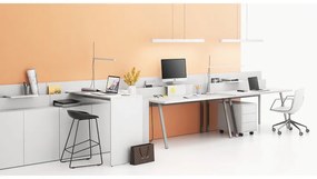 PLAN Kancelársky písací stôl DOUBLE LAYERS, s prepážkami, biela