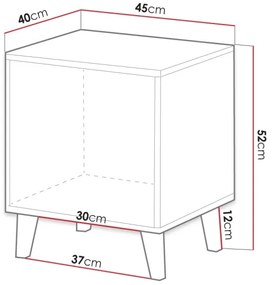 SADA 2x Nočný stolík VAMOS 52x45 cm dub wotan