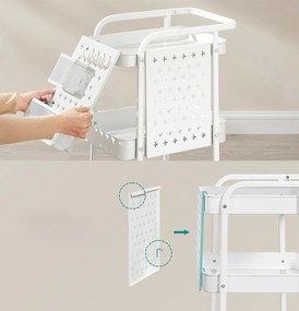 Pojízdný kuchyňský vozík Meshy bílý