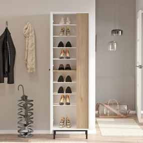 Vysoký regál na topánky Houseland Artego biely/dub Castello