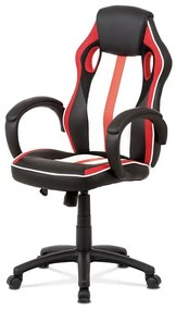 Autronic -  Študentská kancelárska stolička KA-V505 RED, červená-čierna -biela ekokoža+MESH