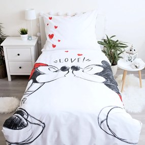 Bavlnené posteľné obliečky Zamilovaní Minnie &amp; Mickey Mouse - Disney - 100% bavlna - 70 x 90 cm + 140 x 200 cm