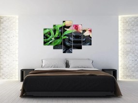 Obraz - Kamene a orchidey (150x105 cm)