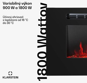 Klarstein Galeras, elektrický nástenný a vstavaný krb, 1800 W, LED, 3 farby, časovač